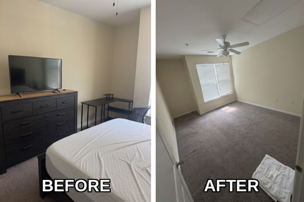 Before and after room cleanup